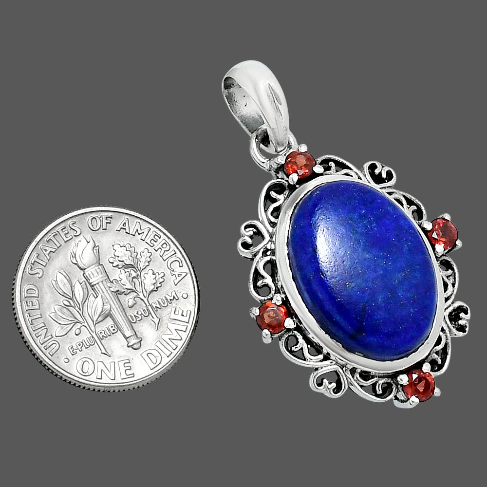 Premium Quality Lapis Lazuli & Garnet Pendant P-1743 42-EP10326