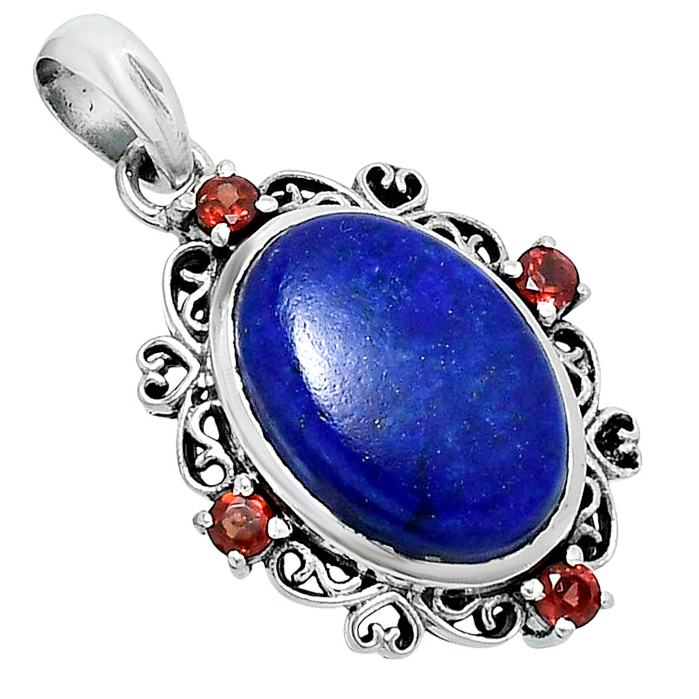 Premium Quality Lapis Lazuli & Garnet Pendant P-1743 42-EP10326