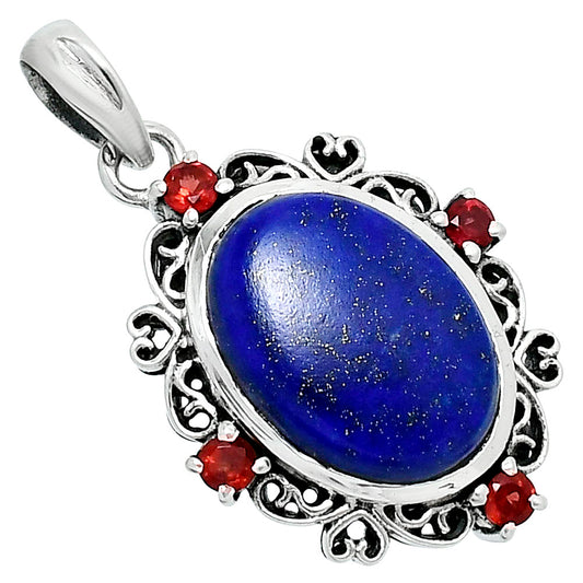 Premium Quality Lapis Lazuli & Garnet Pendant P-1743 42-EP10327