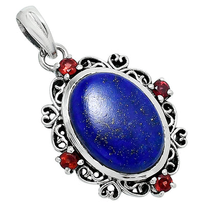 Premium Quality Lapis Lazuli & Garnet Pendant P-1743 42-EP10327