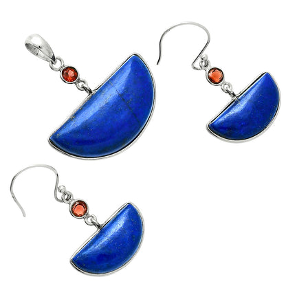 Premium Quality Lapis Lazuli & Garnet Pendant Earrings Set T-1010 42-ET10120