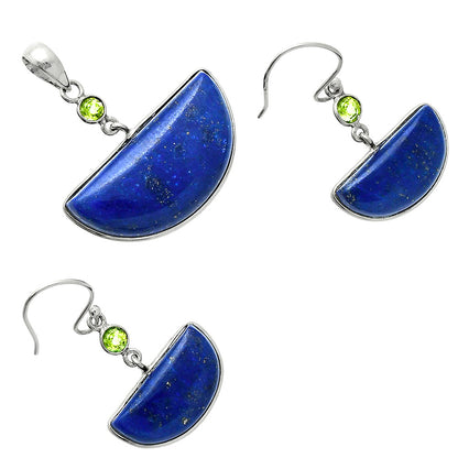 Premium Quality Lapis Lazuli & Peridot Pendant Earrings Set T-1010 42-ET10121