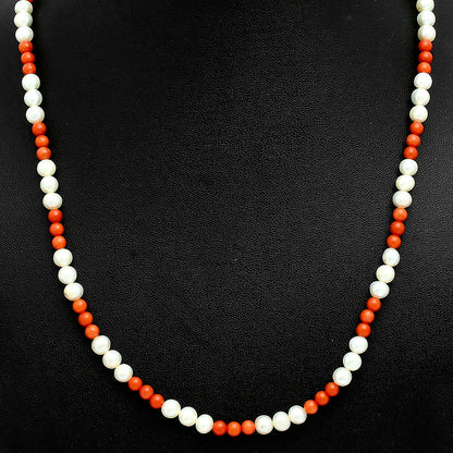 Premium Quality Pearl & Coral Beaded Necklace N-1025 43-EN10136