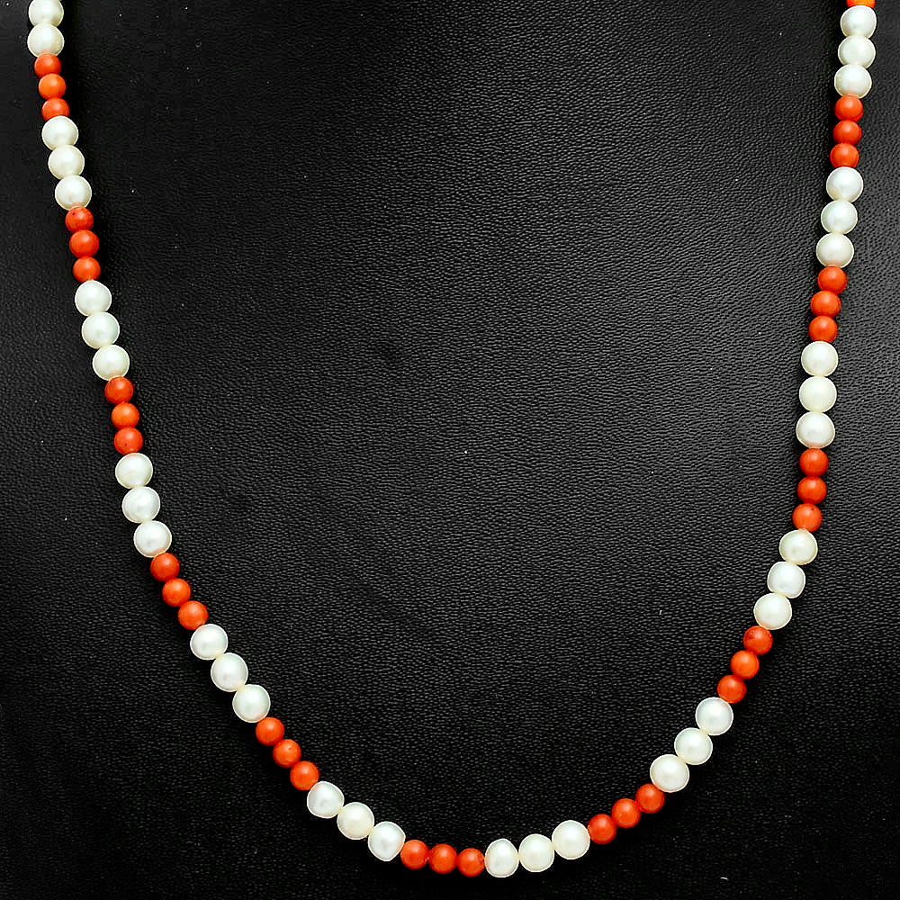 Premium Quality Pearl & Coral Beaded Necklace N-1025 43-EN10137