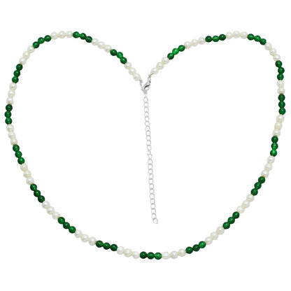 Premium Quality Pearl & Nephrite Jade Beaded Necklace N-1025 43-EN10138