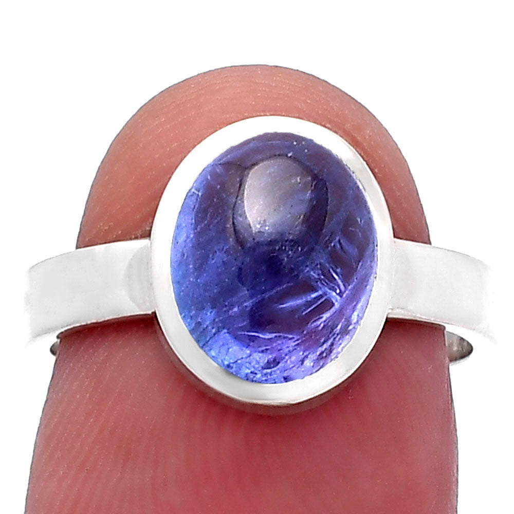 Natural Tanzanite Cab Ring size-7 R-1004 44-ER13859