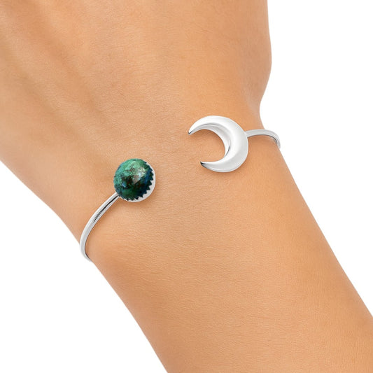 Premium Crescent Moon - Shattuckite Cuff Bangle Bracelet B-1046 46-EB10505