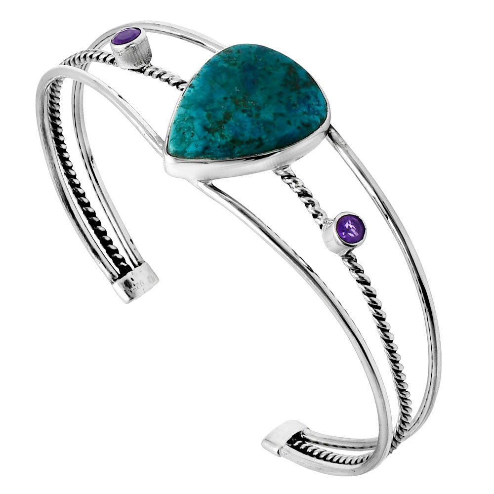 Premium Shattuckite & Amethyst Cuff Bangle Bracelet B-1011 46-EB10507