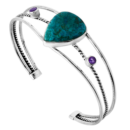 Premium Shattuckite & Amethyst Cuff Bangle Bracelet B-1011 46-EB10507