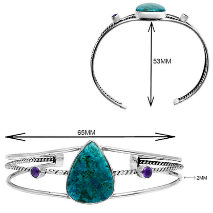 Premium Shattuckite & Amethyst Cuff Bangle Bracelet B-1011 46-EB10507