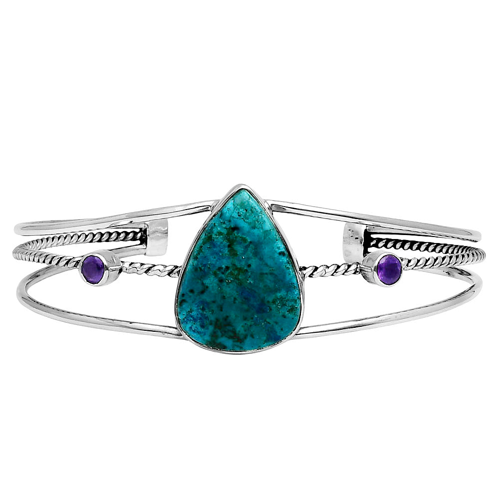 Premium Shattuckite & Amethyst Cuff Bangle Bracelet B-1011 46-EB10507