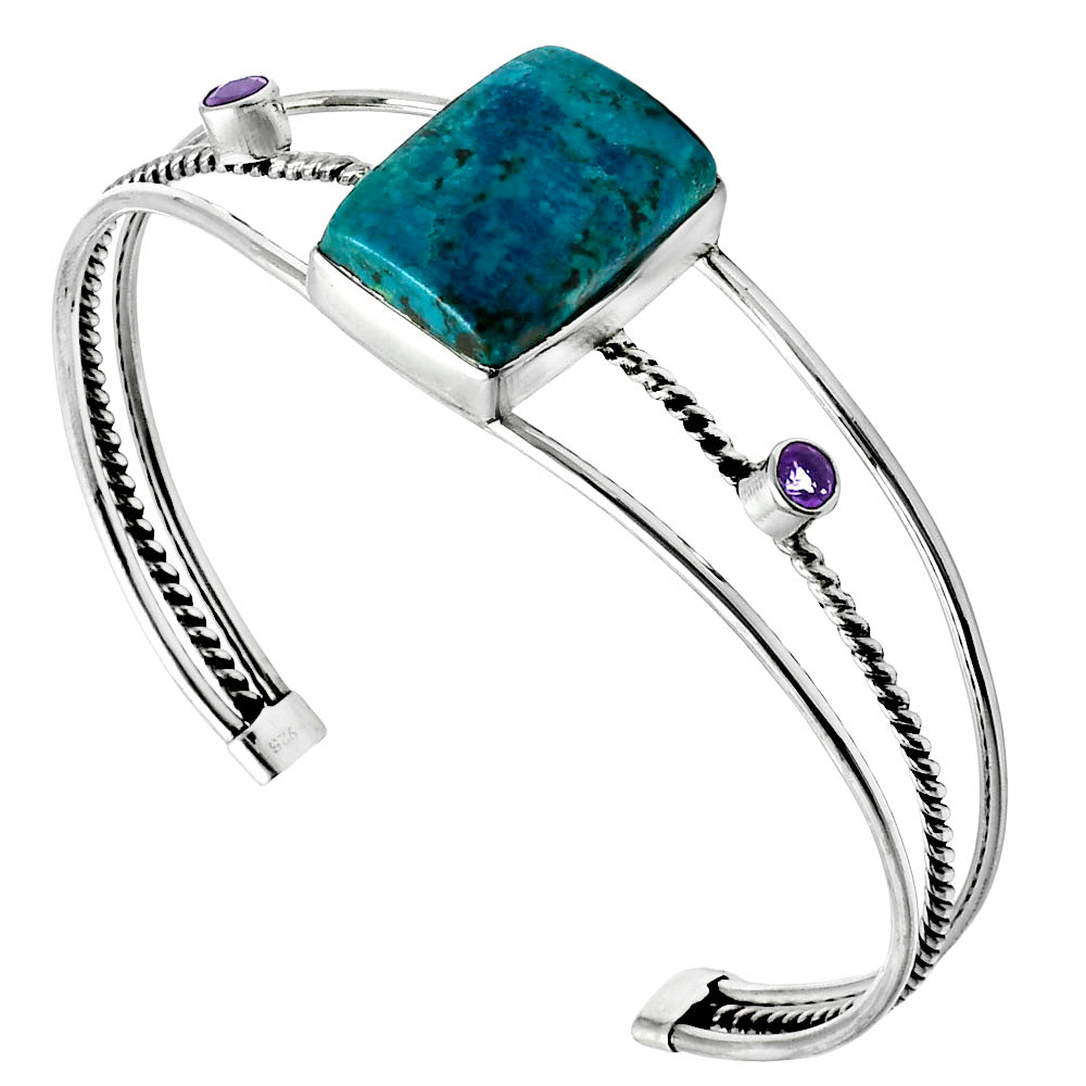 Premium Shattuckite & Amethyst Cuff Bangle Bracelet B-1011 46-EB10508