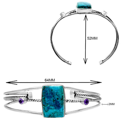 Premium Shattuckite & Amethyst Cuff Bangle Bracelet B-1011 46-EB10508