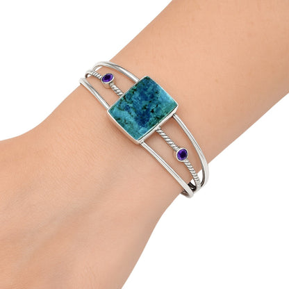 Premium Shattuckite & Amethyst Cuff Bangle Bracelet B-1011 46-EB10508