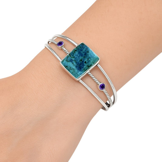 Premium Shattuckite & Amethyst Cuff Bangle Bracelet B-1011 46-EB10508