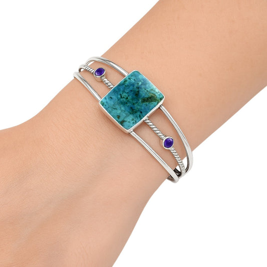Premium Shattuckite & Amethyst Cuff Bangle Bracelet B-1011 46-EB10509