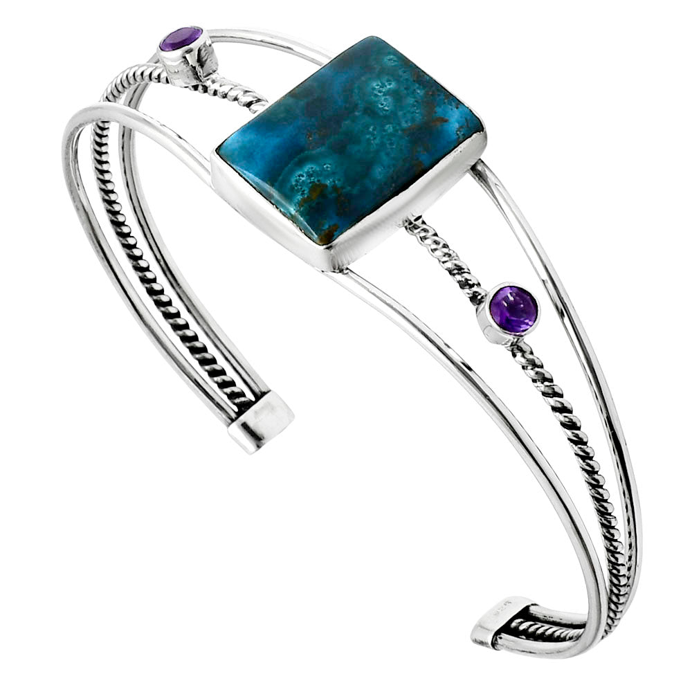 Premium Shattuckite & Amethyst Cuff Bangle Bracelet B-1011 46-EB10510
