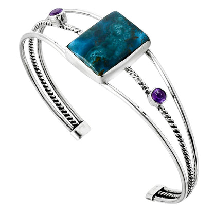 Premium Shattuckite & Amethyst Cuff Bangle Bracelet B-1011 46-EB10510
