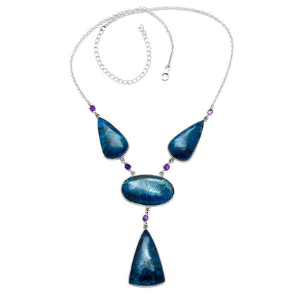 Natural Shattuckite - USA & Amethyst Necklace N-1023 46-EN10140