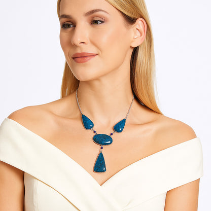 Natural Shattuckite - USA & Amethyst Necklace N-1023 46-EN10140