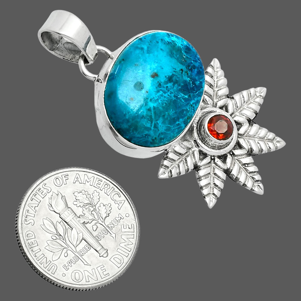 Premium Quality Shattuckite - USA & Garnet Pendant P-1425 46-EP10390