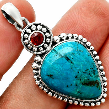 Premium Shattuckite - USA & Garnet Pendant P-1500 46-EP10393