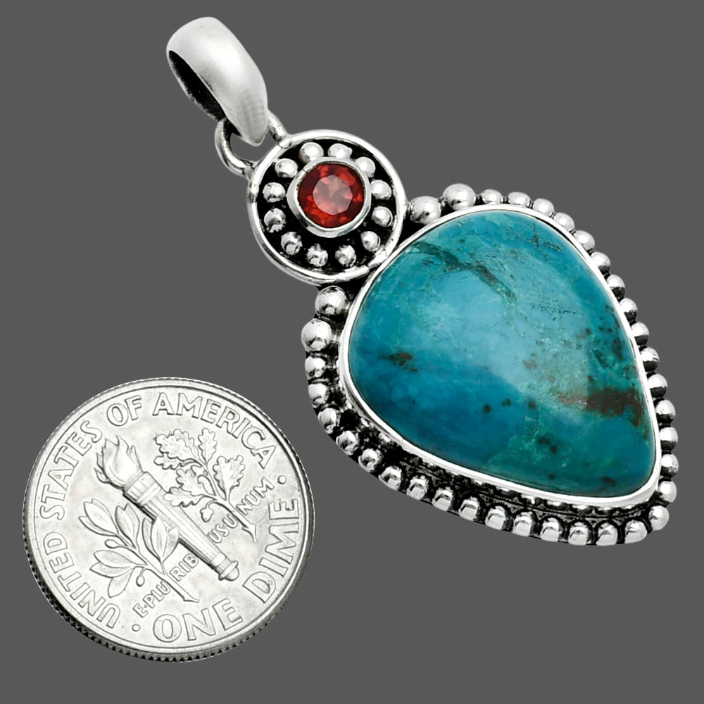 Premium Shattuckite - USA & Garnet Pendant P-1500 46-EP10393