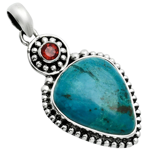 Premium Shattuckite - USA & Garnet Pendant P-1500 46-EP10393