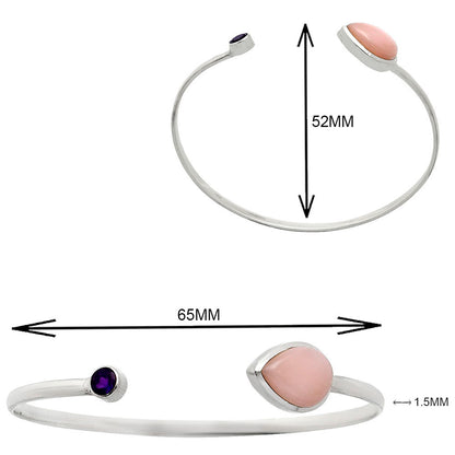 Premium Quality Pink Opal & Amethyst Cuff Bangle Bracelet B-1004 48-EB10511