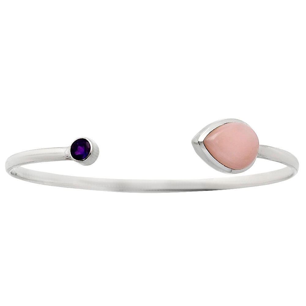 Premium Quality Pink Opal & Amethyst Cuff Bangle Bracelet B-1004 48-EB10511