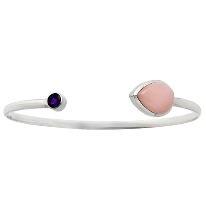 Premium Quality Pink Opal & Amethyst Cuff Bangle Bracelet B-1004 48-EB10511