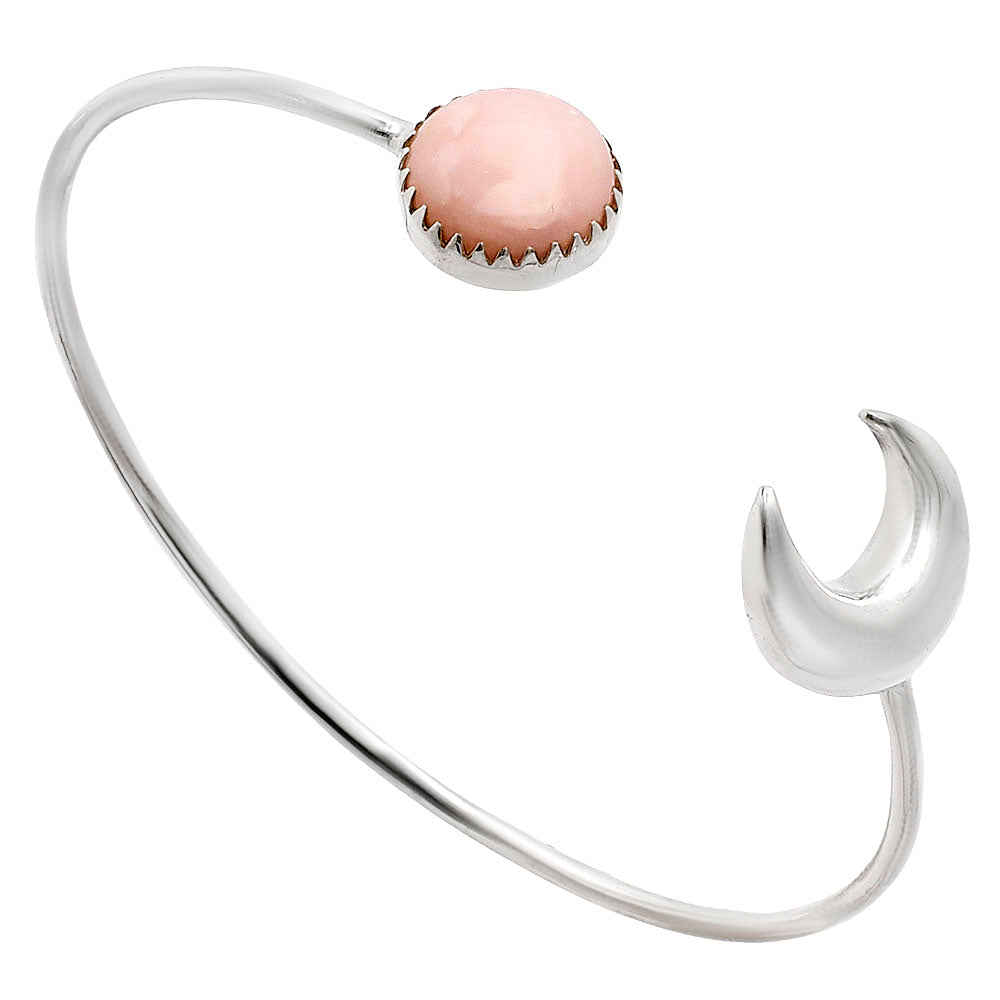 Premium Quality Crescent Moon Pink Opal Cuff Bangle Bracelet B-1046 48-EB10514