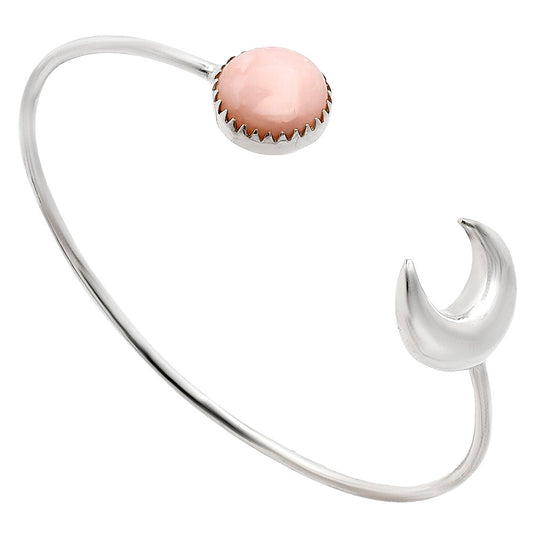 Premium Quality Crescent Moon Pink Opal Cuff Bangle Bracelet B-1046 48-EB10514