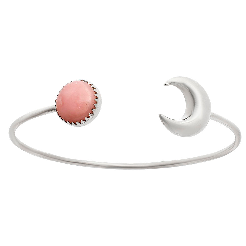 Premium Quality Crescent Moon Pink Opal Cuff Bangle Bracelet B-1046 48-EB10514