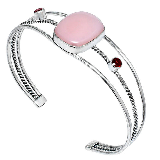 Premium Pink Opal & Garnet Cuff Bangle Bracelet B-1011 48-EB10519
