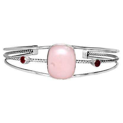 Premium Pink Opal & Garnet Cuff Bangle Bracelet B-1011 48-EB10519
