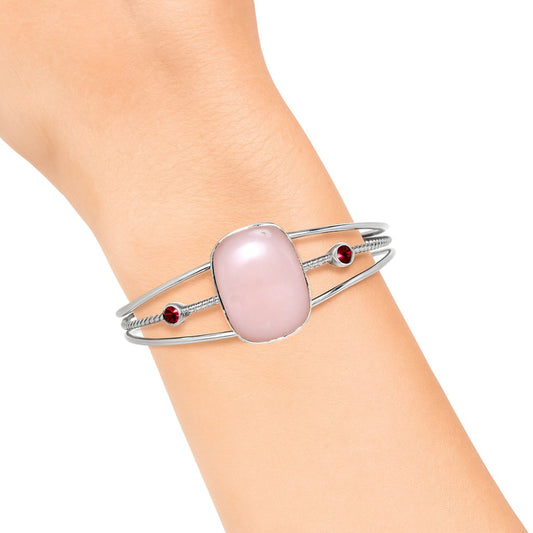 Premium Pink Opal & Garnet Cuff Bangle Bracelet B-1011 48-EB10519
