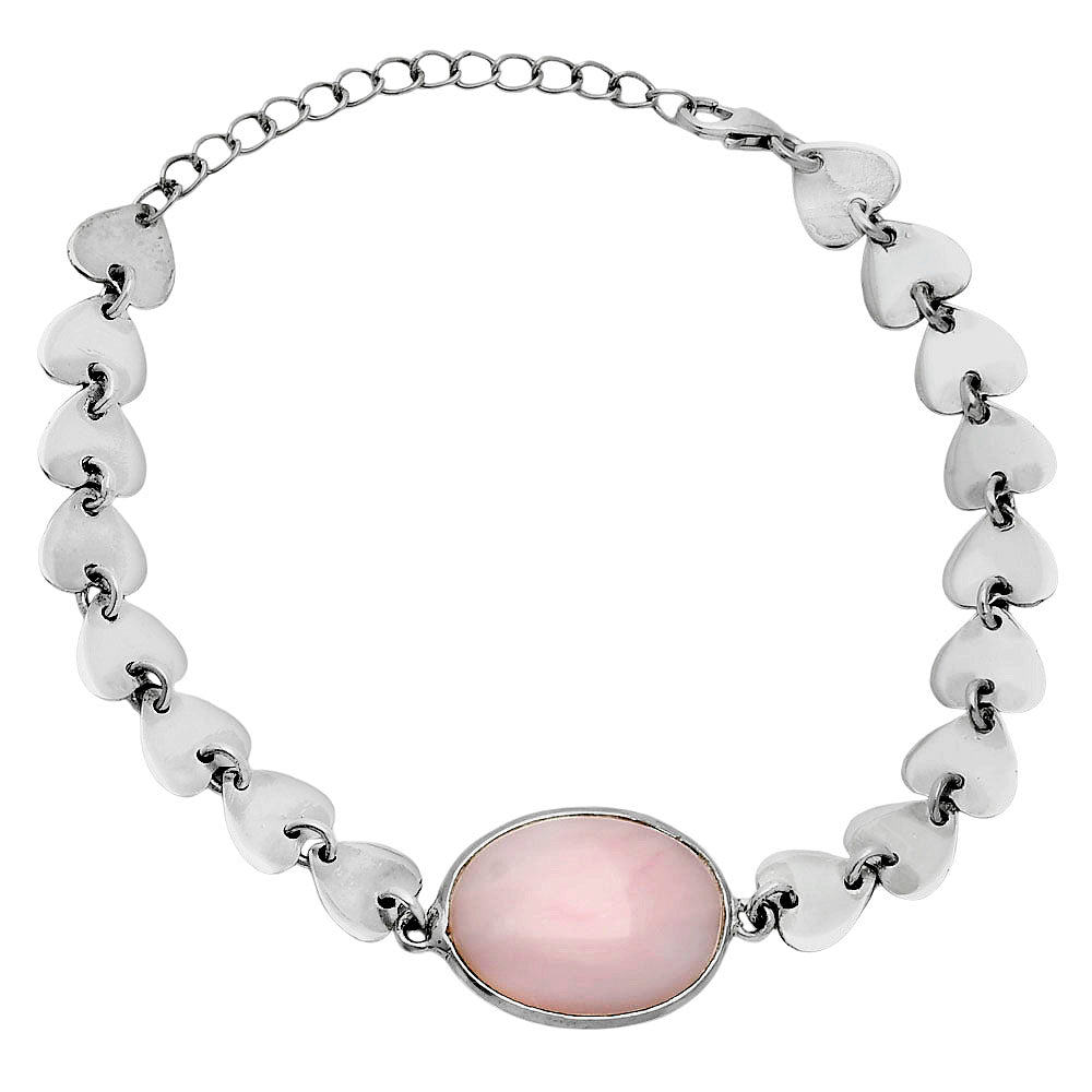 Premium Quality Heart - Pink Opal - Australia Bracelet B-1044 48-EB10526