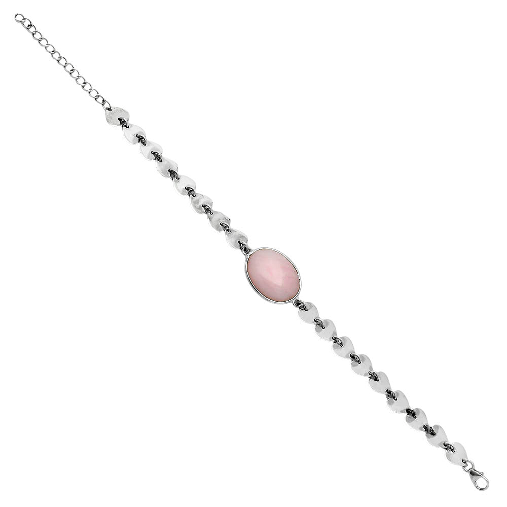 Premium Quality Heart - Pink Opal - Australia Bracelet B-1044 48-EB10526