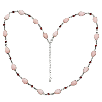 Premium Quality Pink Opal - Australia & Garnet Necklace N-1024 48-EN10141