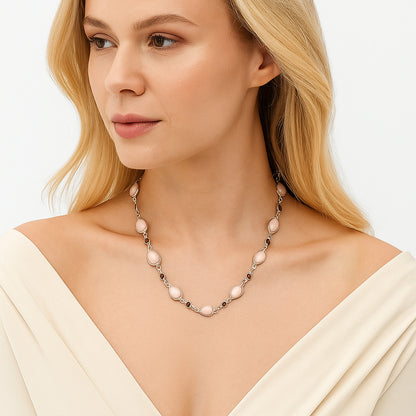 Premium Quality Pink Opal - Australia & Garnet Necklace N-1024 48-EN10141