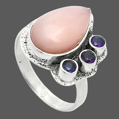 Premium Quality Pink Opal - Australia & Amethyst Ring size-8 R-1655 48-ER14006