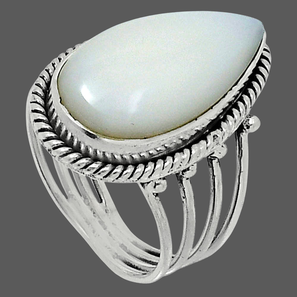 Premium Quality Natural White Opal Ring size-8 R-1010 50-ER14147