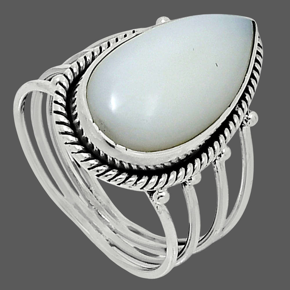 Premium Quality Natural White Opal Ring size-10 R-1010 50-ER14159