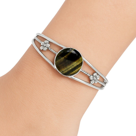 Premium Quality Blue Tiger Eye Cuff Bangle Bracelet B-1012 51-EB10528