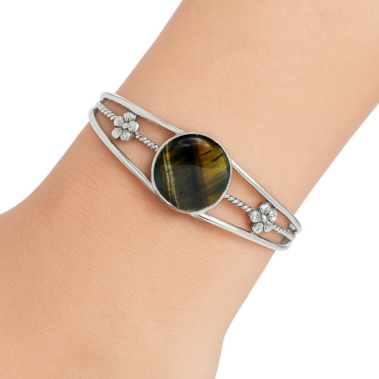 Premium Quality Blue Tiger Eye Cuff Bangle Bracelet B-1012 51-EB10529