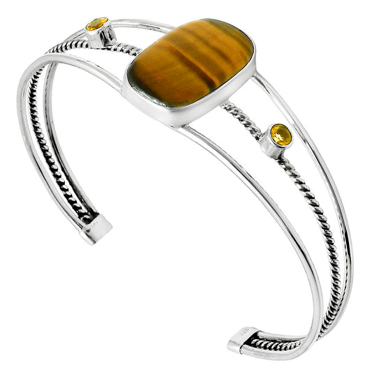 Premium Tiger Eye & Citrine Cuff Bangle Bracelet B-1011 51-EB10532