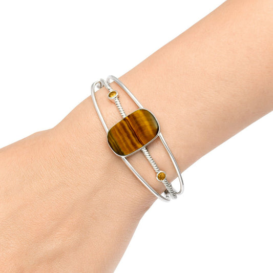 Premium Tiger Eye & Citrine Cuff Bangle Bracelet B-1011 51-EB10532