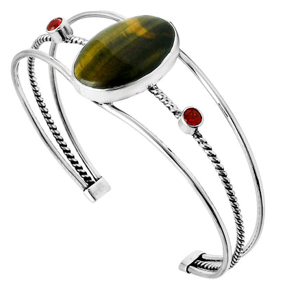 Premium Blue Tiger Eye & Garnet Cuff Bangle Bracelet B-1011 51-EB10533
