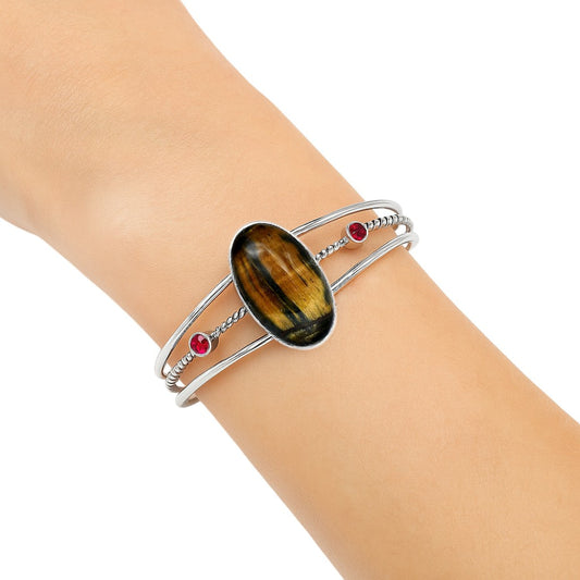 Premium Blue Tiger Eye & Citrine Cuff Bangle Bracelet B-1011 51-EB10534